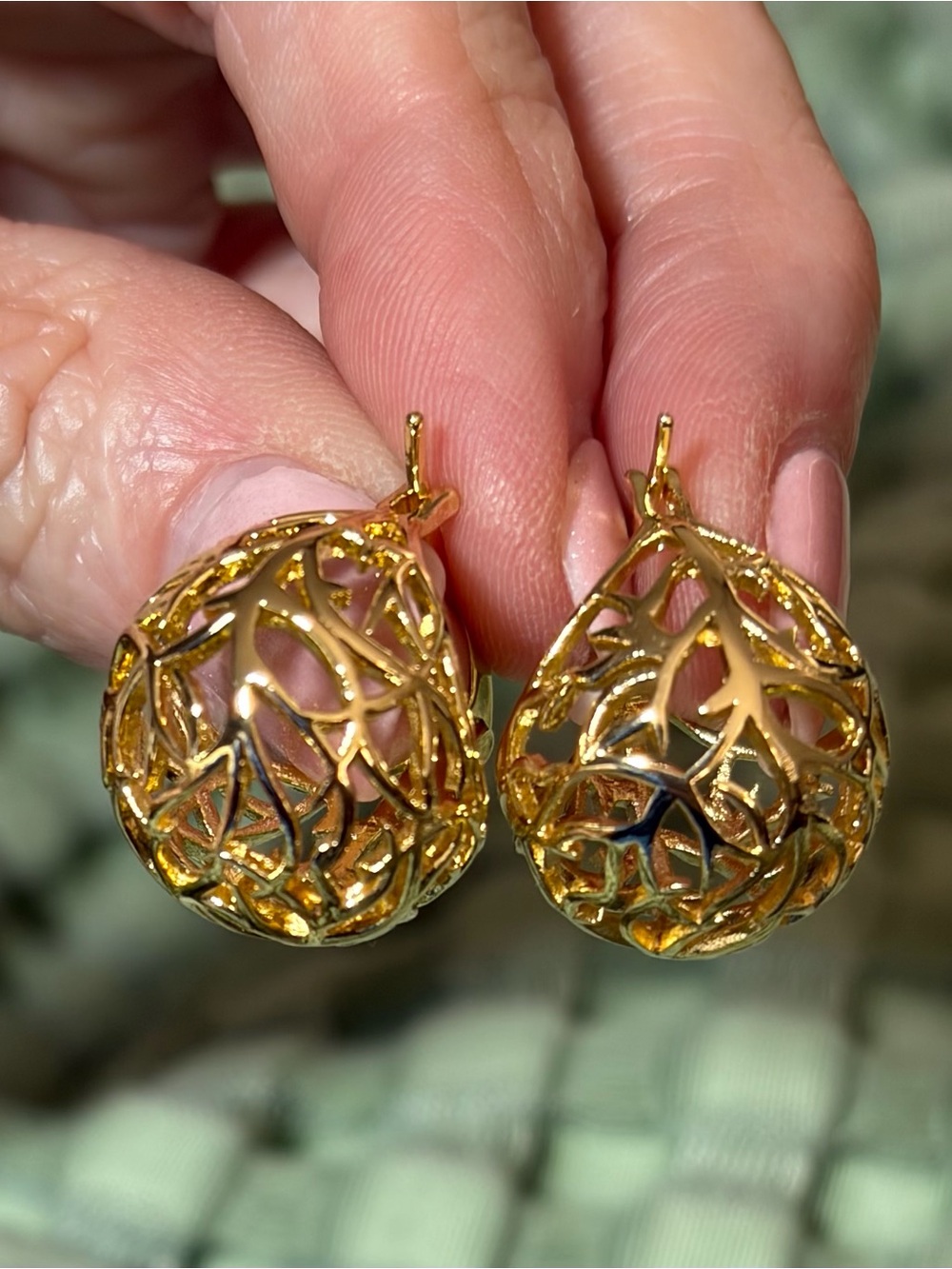 Gold Filigree Teardrop Earrings - Women Jewelry